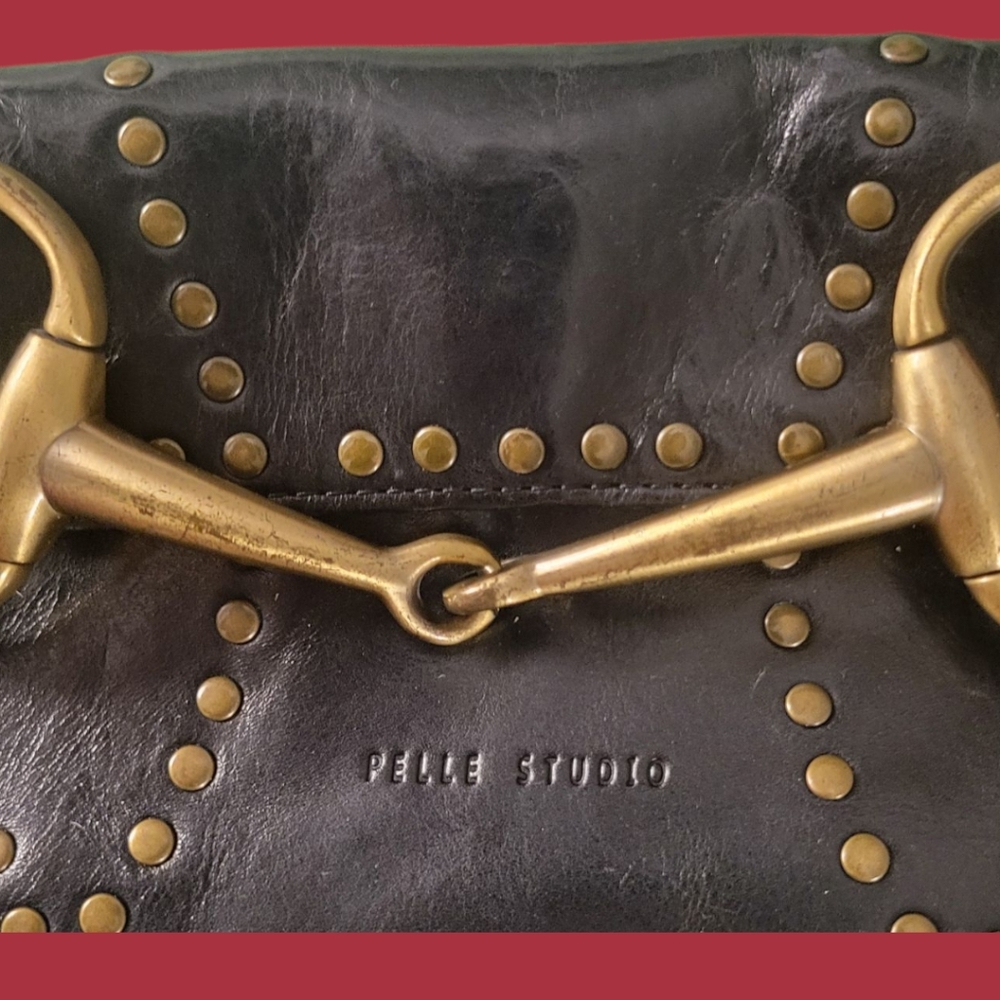 Vintage 1990s Wilsons leather pelle Studios Horse Bit Snaffle Purse / Clutch - Picture 4 of 8